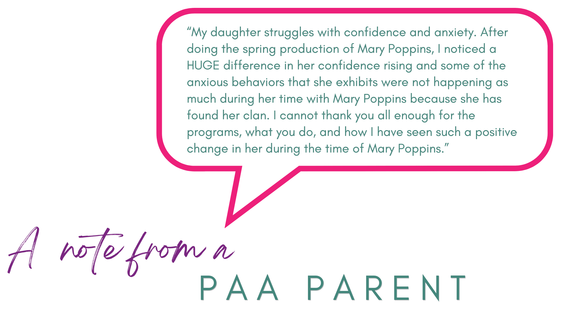 A NOTE FROM A PAA PARENT