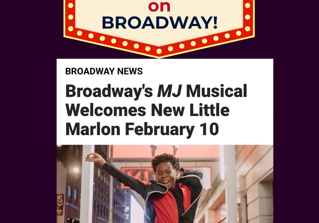PAA student jumping in air. On Broadway