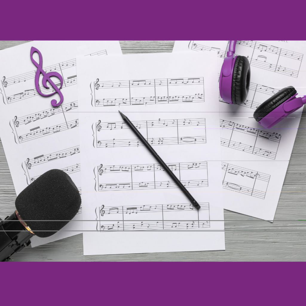 music sheets, music not, microphone